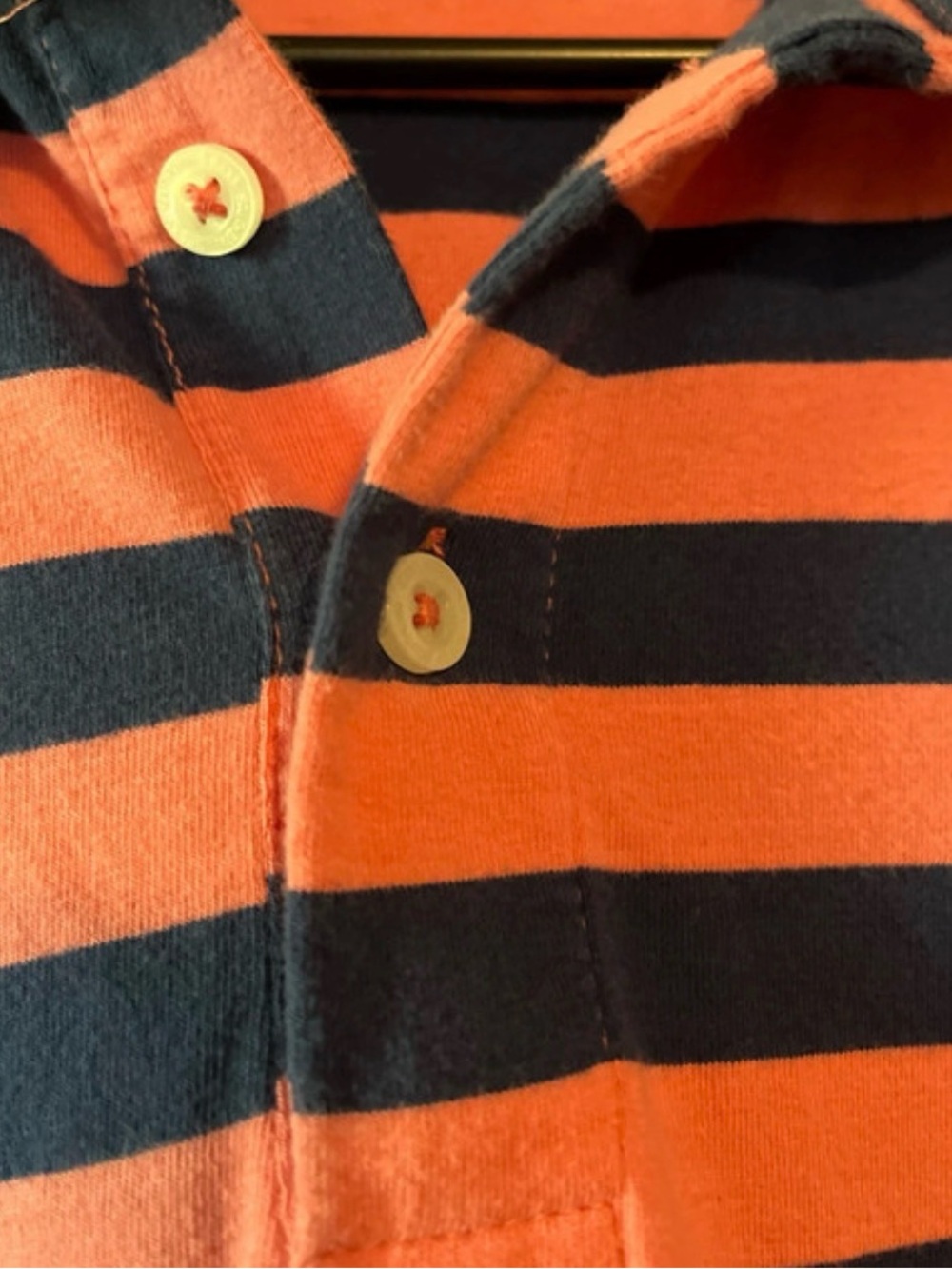 Simply Southern Coral & Navy Striped Polo - Picture 7 of 7